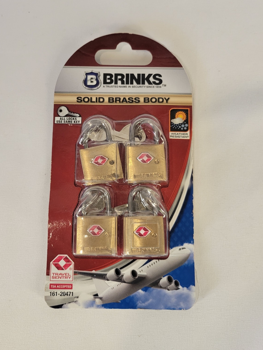 Brinks TSA Approved Luggage Locks 4 Pack Keyed Alike 22mm Solid Brass 161-20471